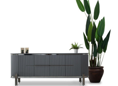 Graues Sideboard Luxus Kommode Anrichte Schrank Esszimmermöbel Holzmöbel